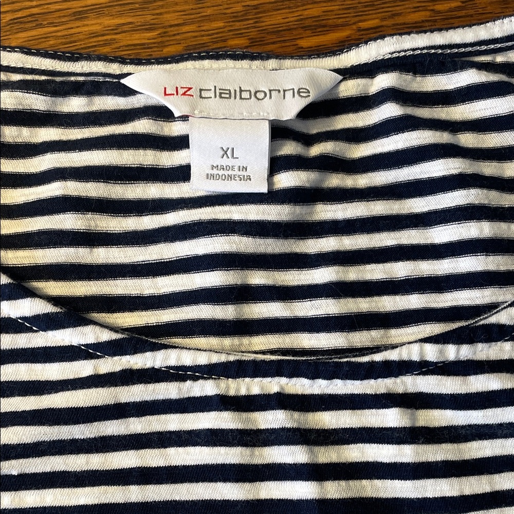 Liz Claiborne Black and White Striped Shirt